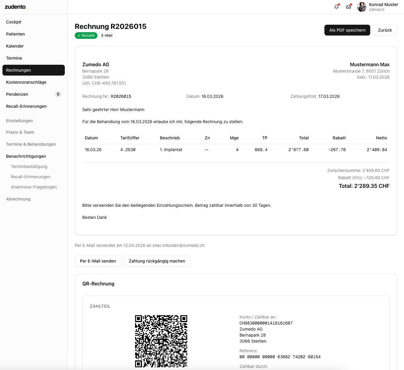 QR-Rechnung mit automatischem Versand